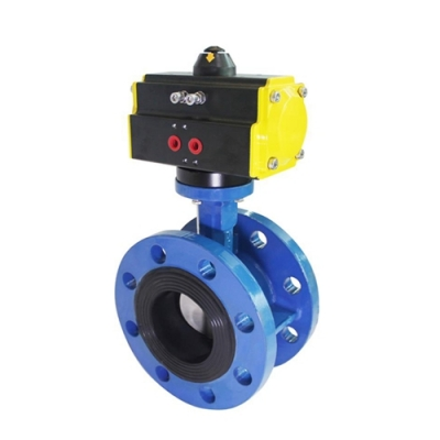 HK59-D-F Double Flanged Pneumatic Actuator Butterfly Valve